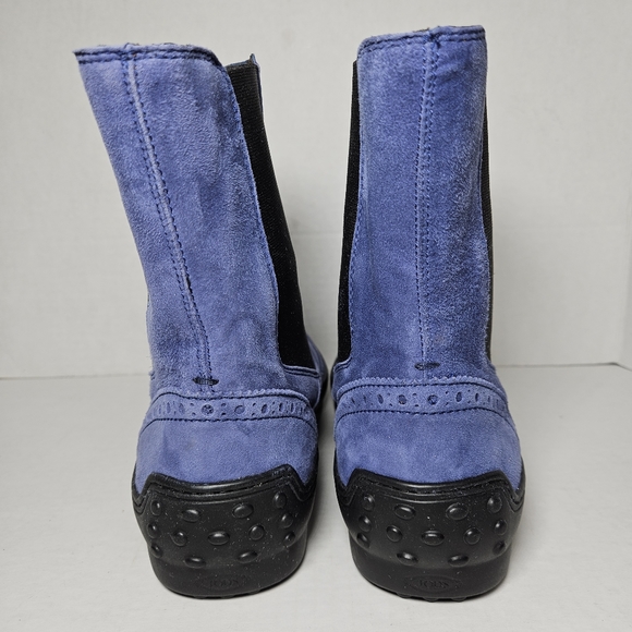 Tod's Chelsea Wingtip Women's Blue Suede Boots Ankle Driving Pull On - Picture 7 of 11